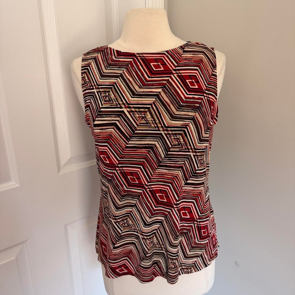 Y2K RED AND BLACK AGB BYER CALIFORNIA ABSTRACT PRINT TOP